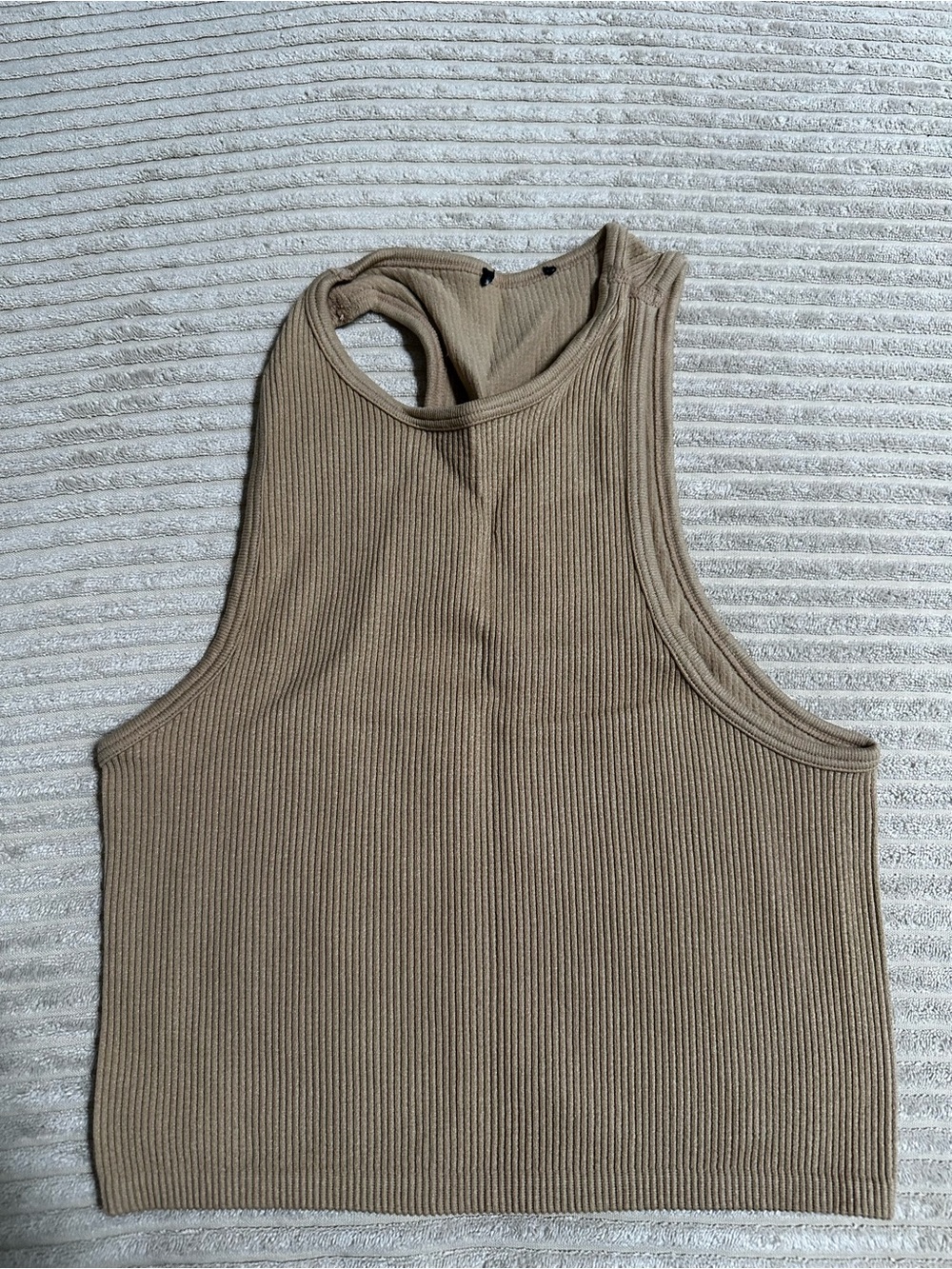 Zara Beige Ribbed Racerback Tank Top